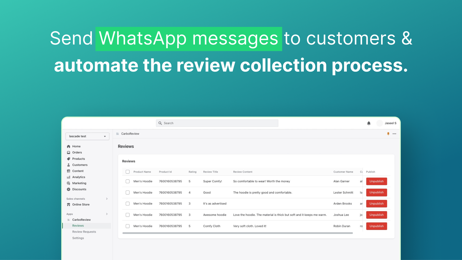 Automate the review collection process through WhatsApp