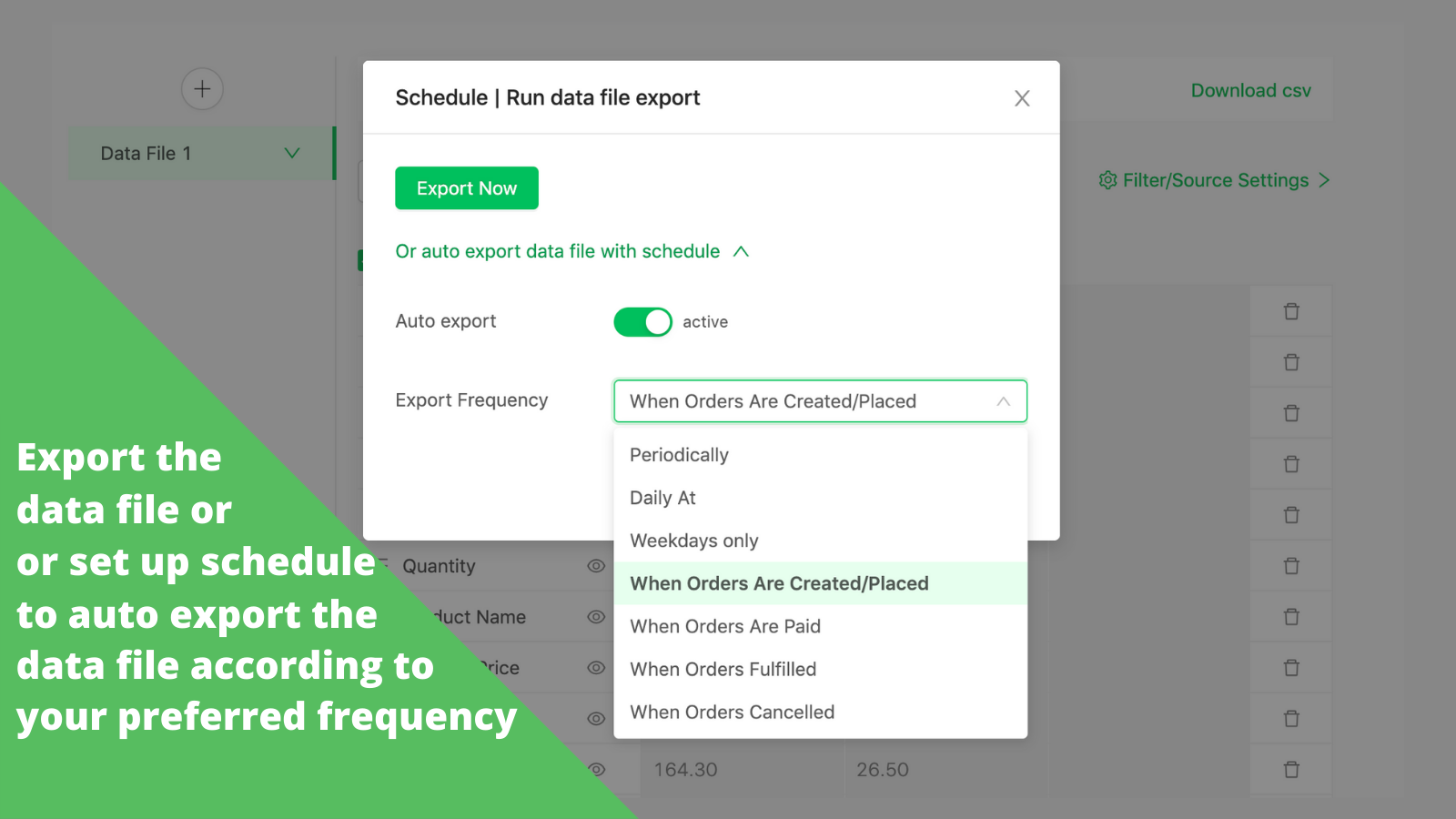 Automate your export by scheduling