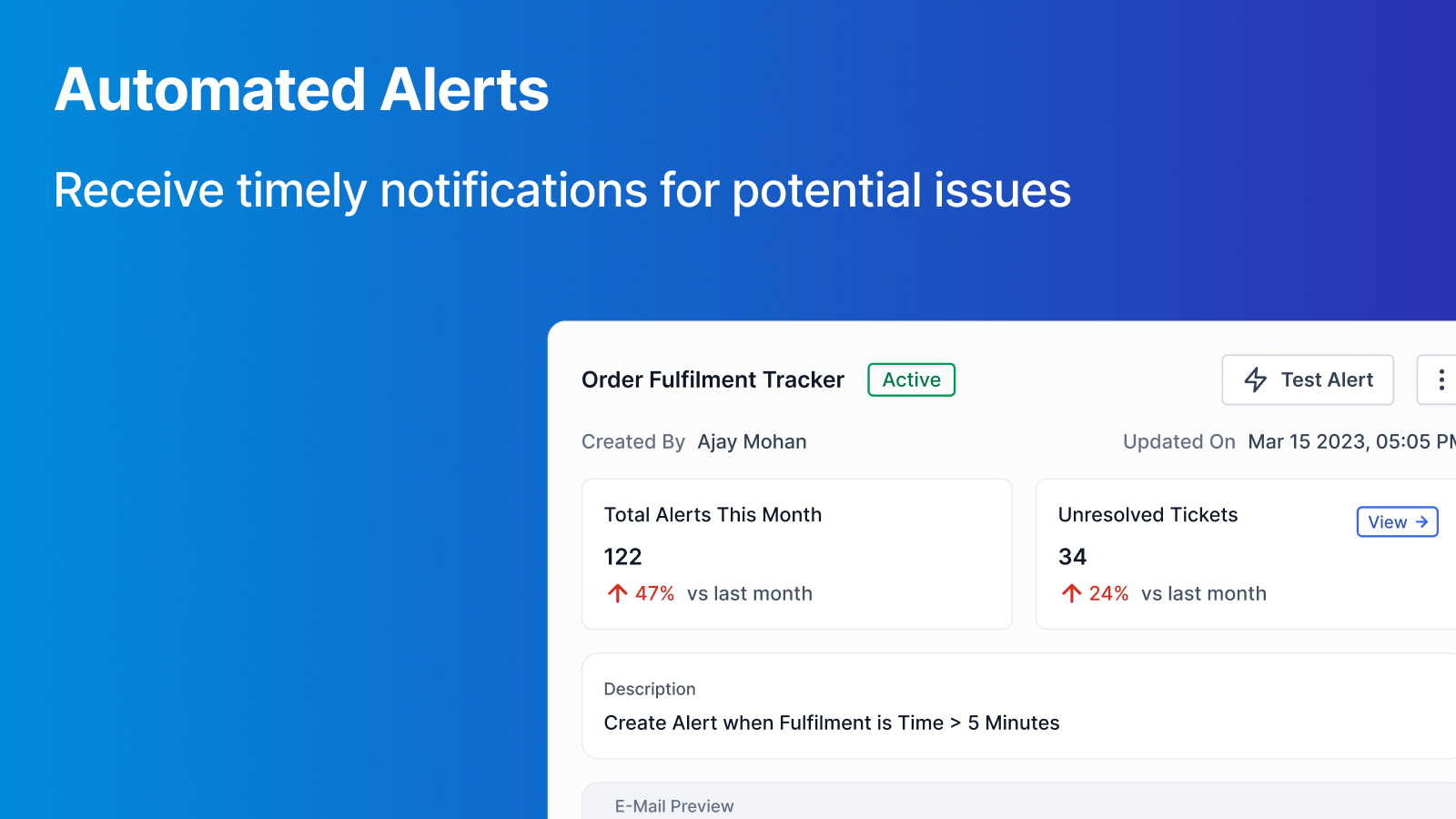 Automated Alerts: Receive timely alerts for potential issues