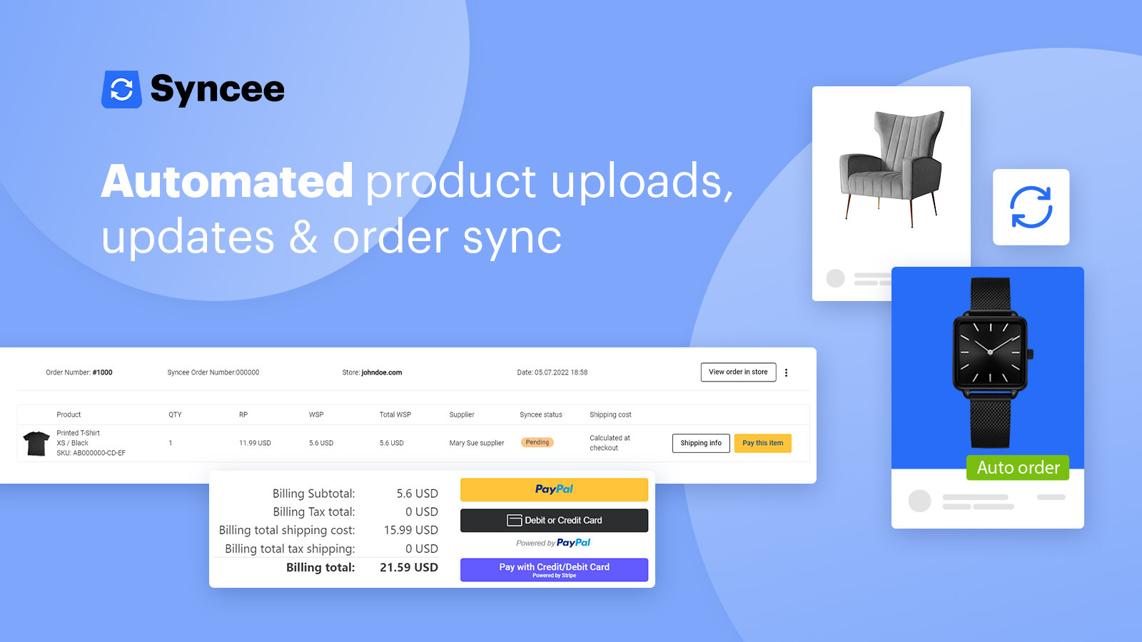 Automated and efficient product uploads, updates, order sync