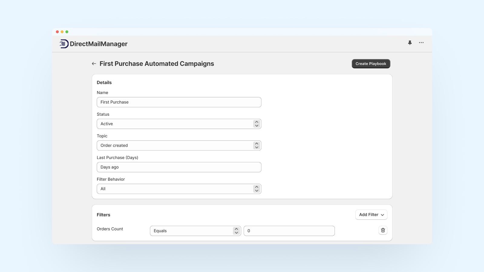 automated campaign creation page