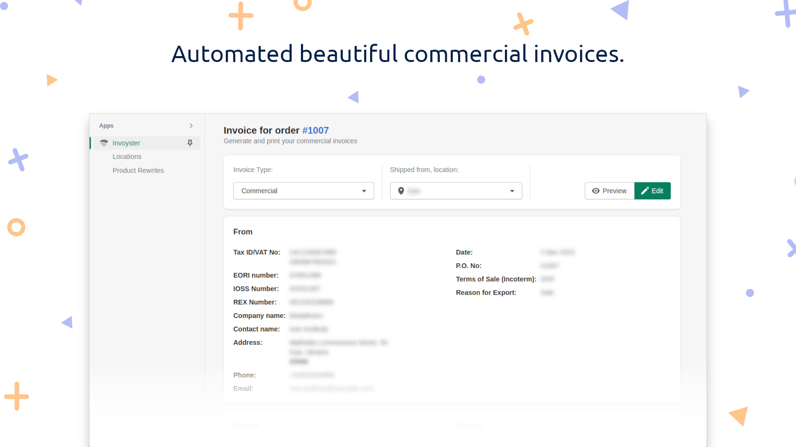 Automated commercial invoices.