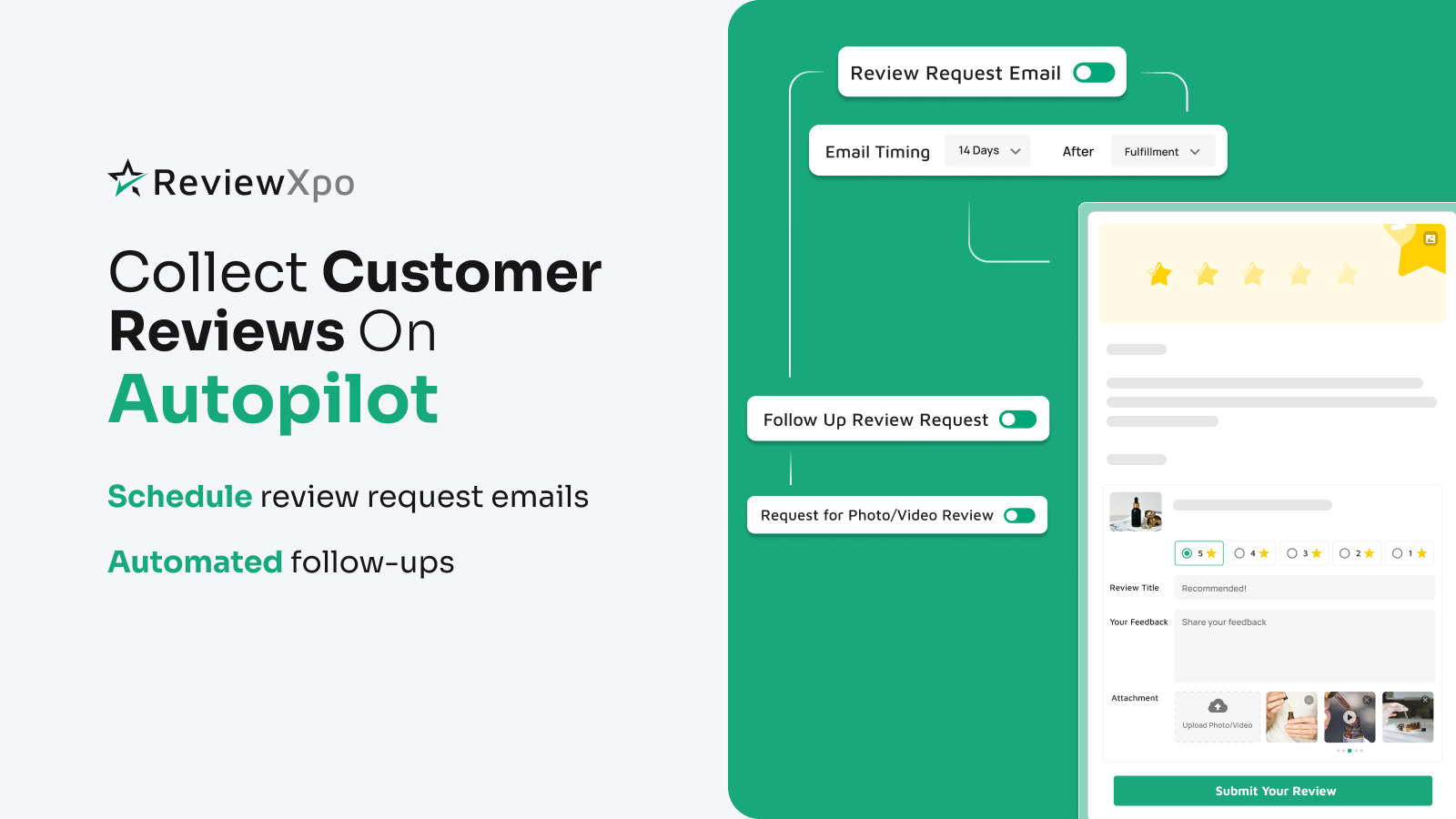 Automated review request email for Shopify product reviews