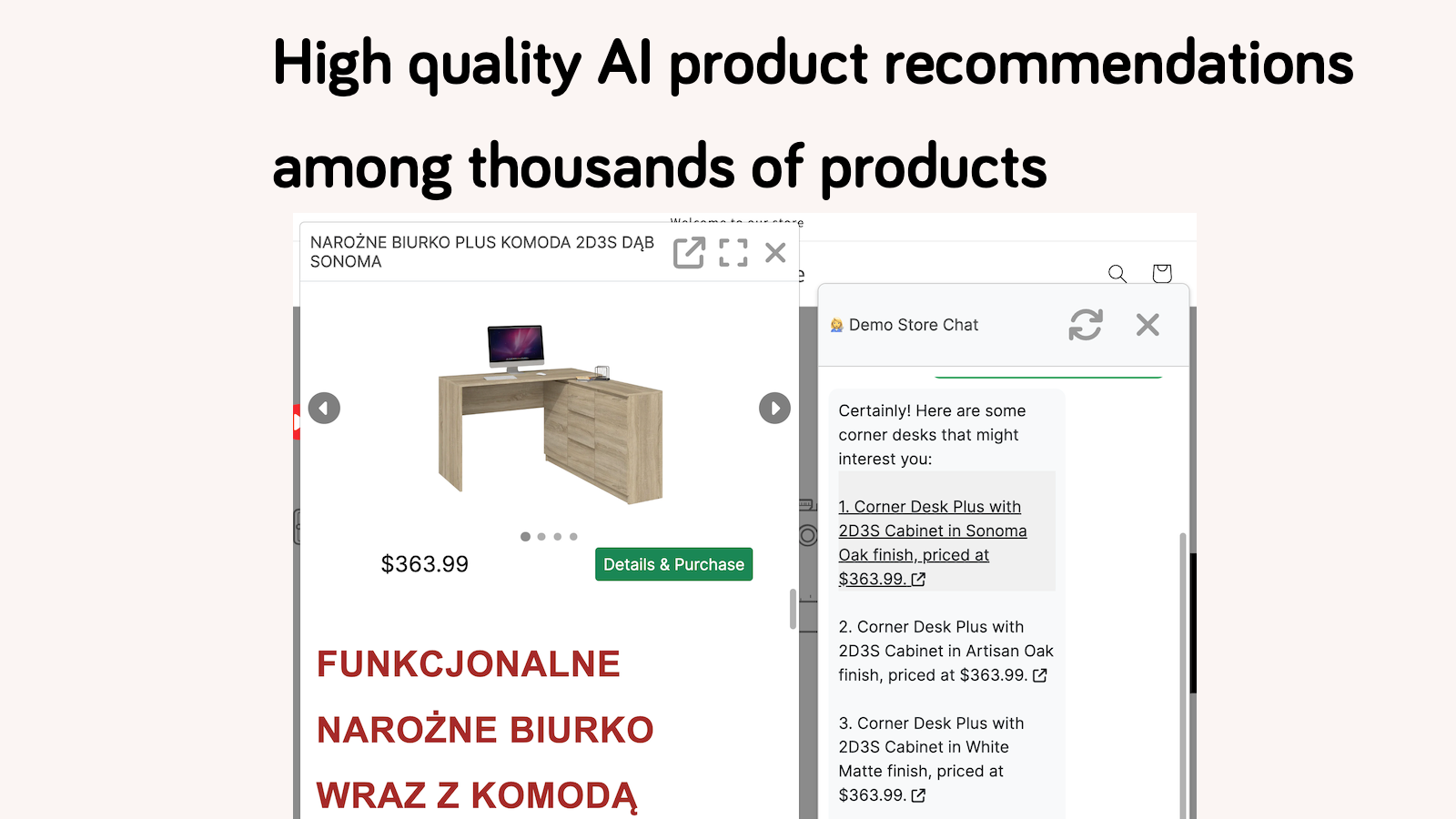 Automatic AI suggestions and product views