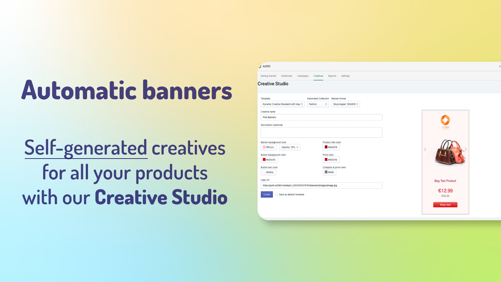 Automatic Banners: Self-generated creatives for all products