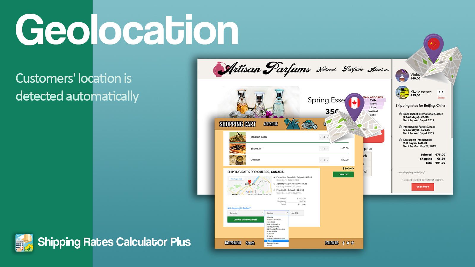 Automatic geolocation detection acc to customers' location.
