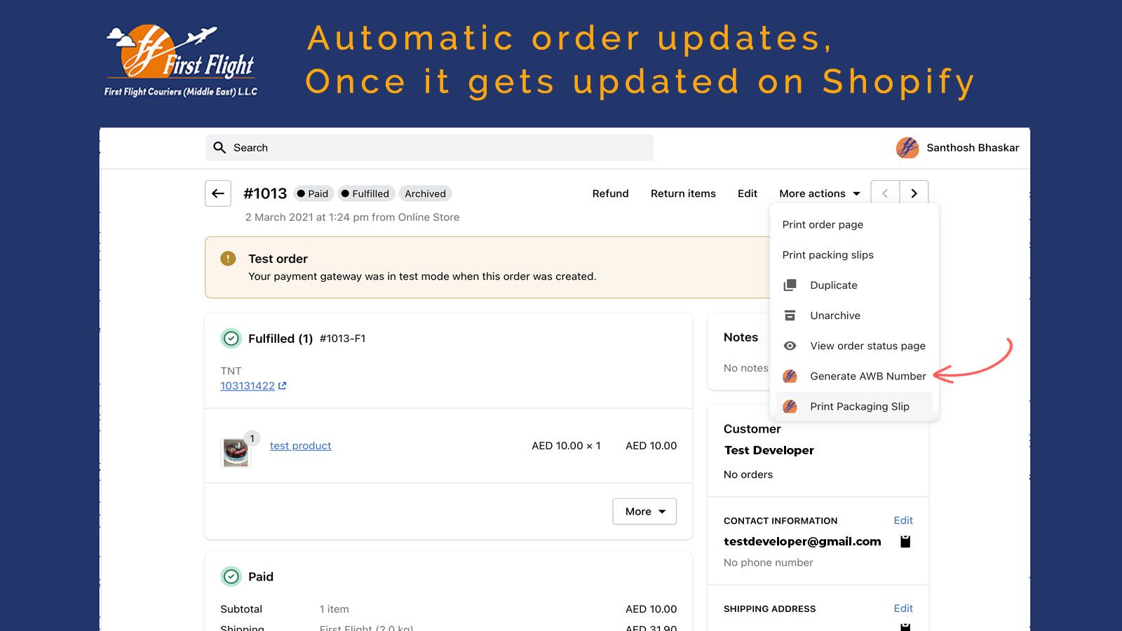 Automatic order updates, Once it gets updated on Shopify