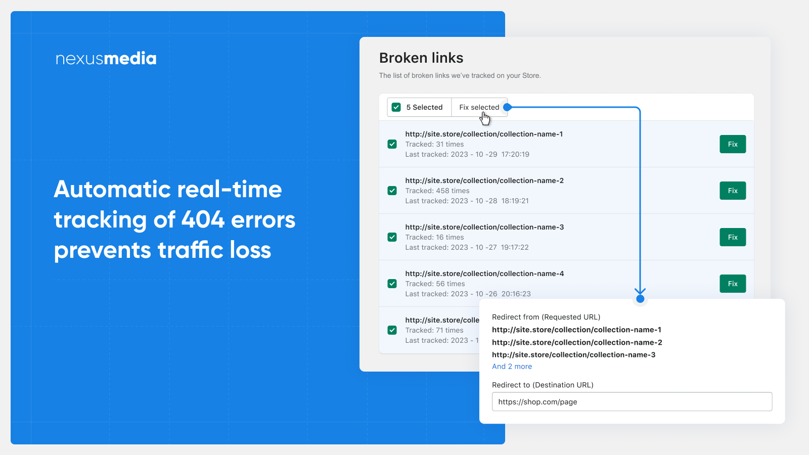 Automatic real-time tracking of 404 errors prevents traffic loss