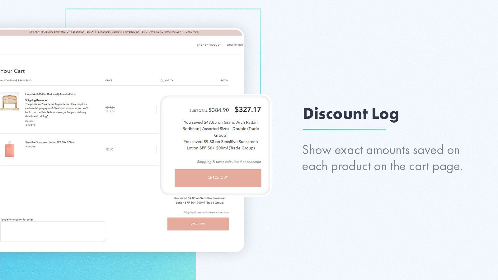Automatically apply discounts like bonuses and breaks in cart