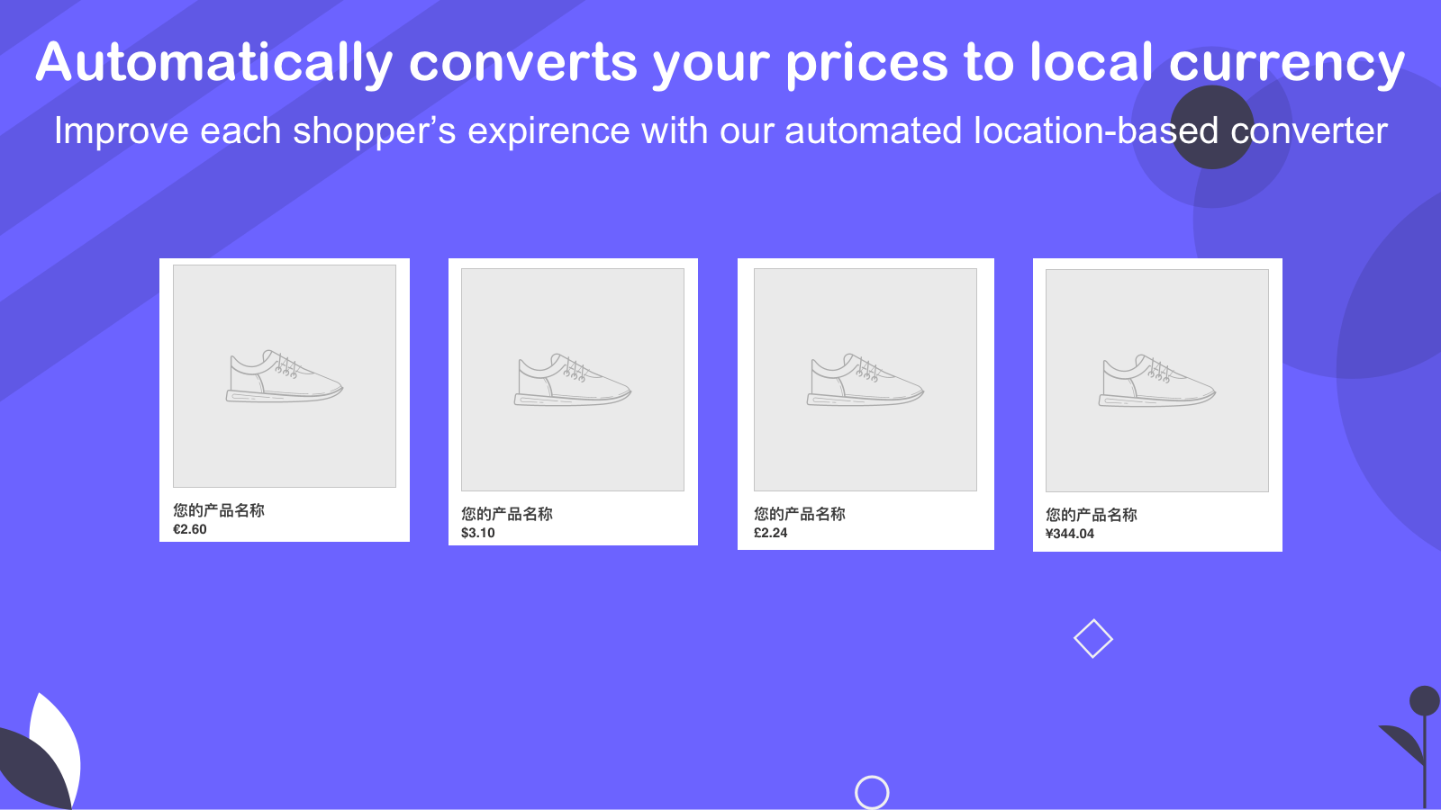 automatically converts your prices to local curreny