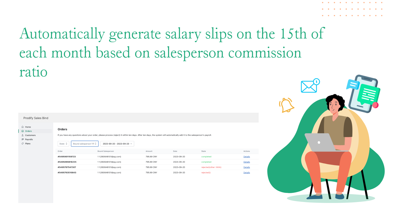 Automatically generate payroll based on commission ratio