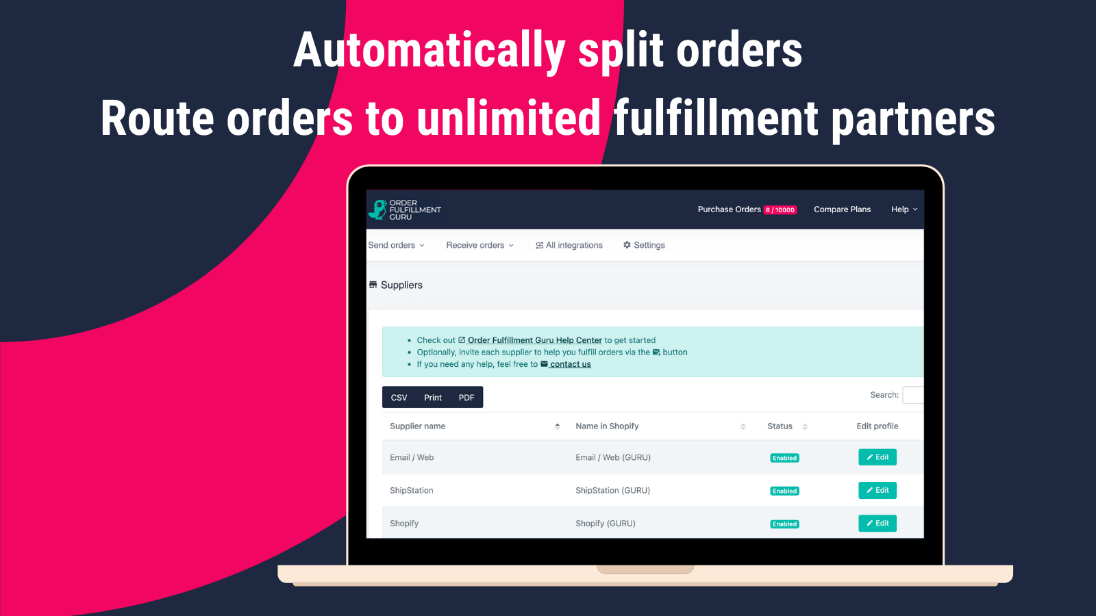 Automatically split orders. Route orders to unlimited partners