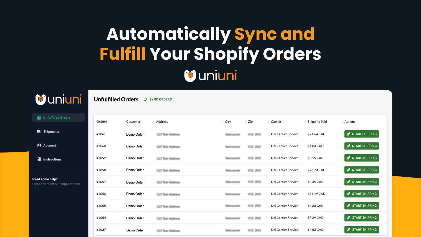Automatically sync and fulfill your shopify orders