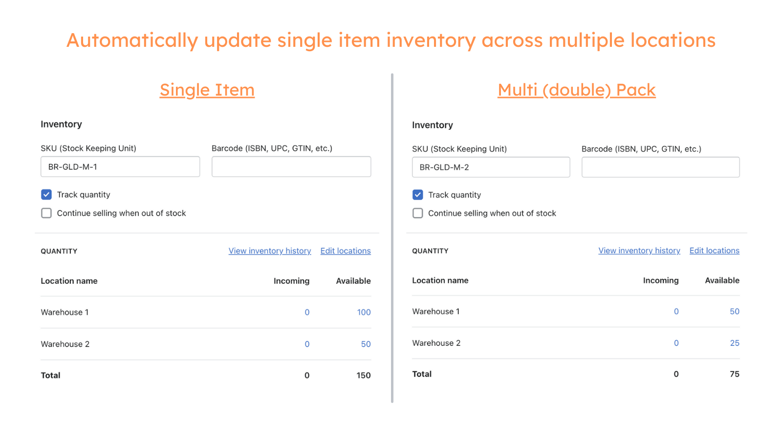 Automatically update inventory across multiple locations