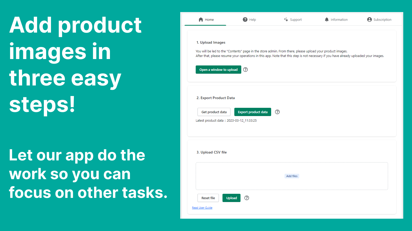 Automatically upload product images in just three simple steps!