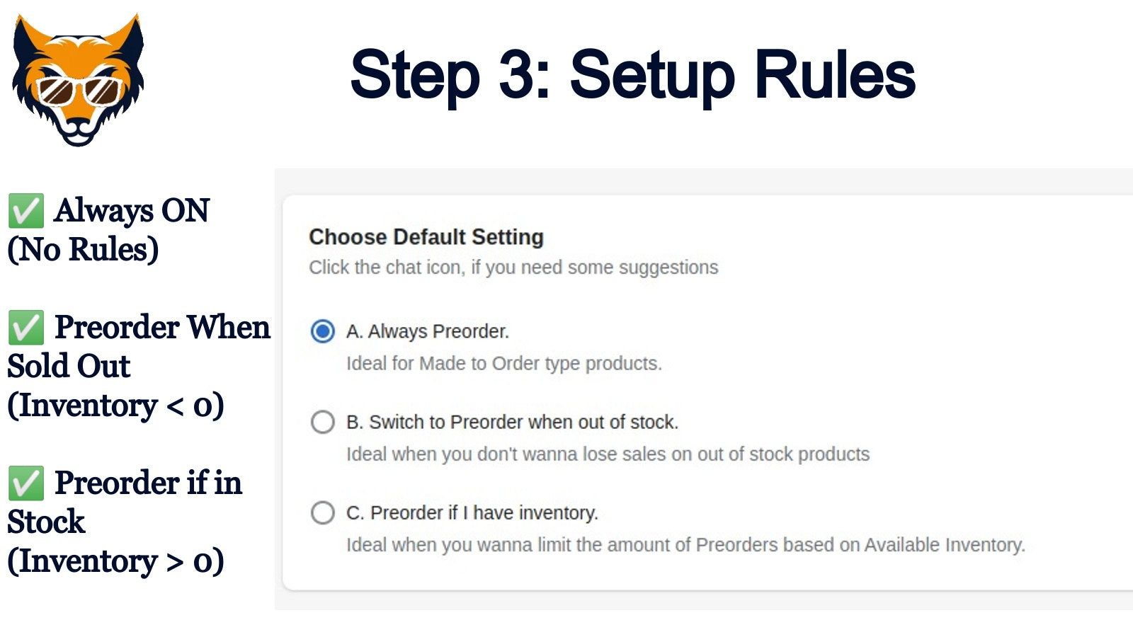 automation setup rules for preorders