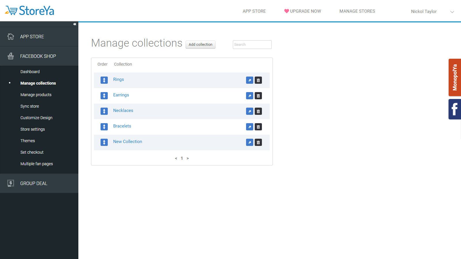 Back-office: manage collections