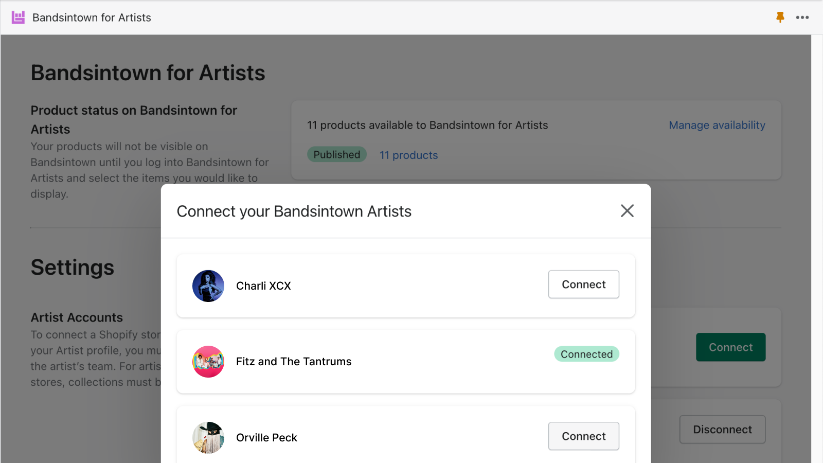 Bandsintown for Artists Connect Artist