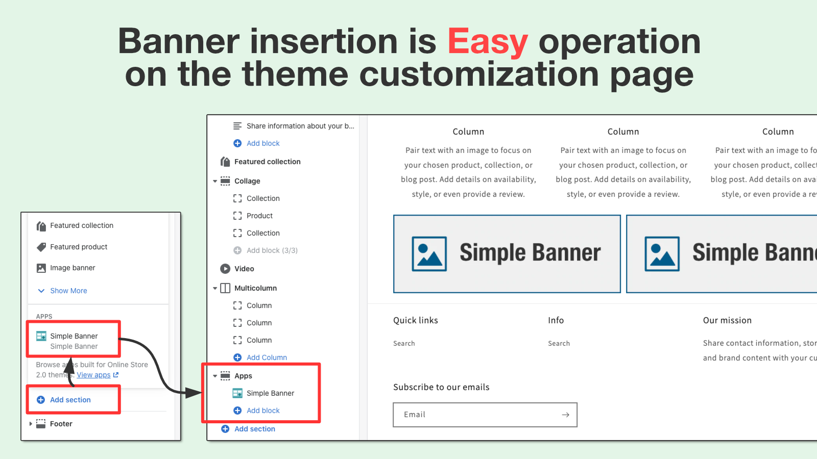 Banner insertion is Easy operation