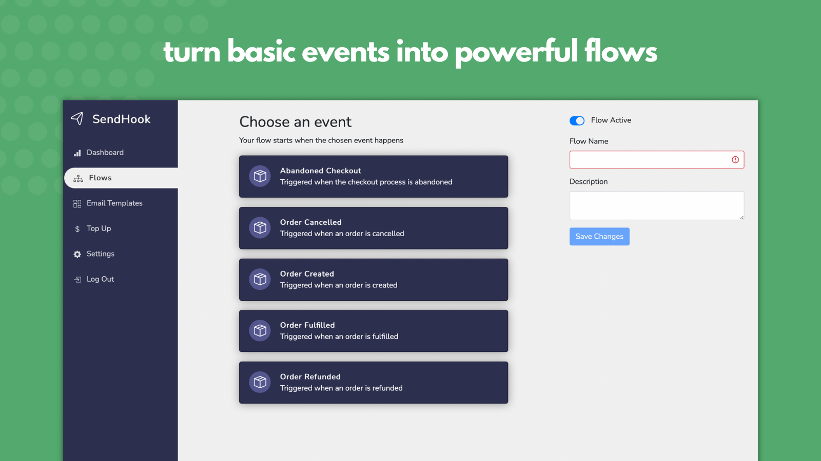 Basic events within your store trigger powerful flows.