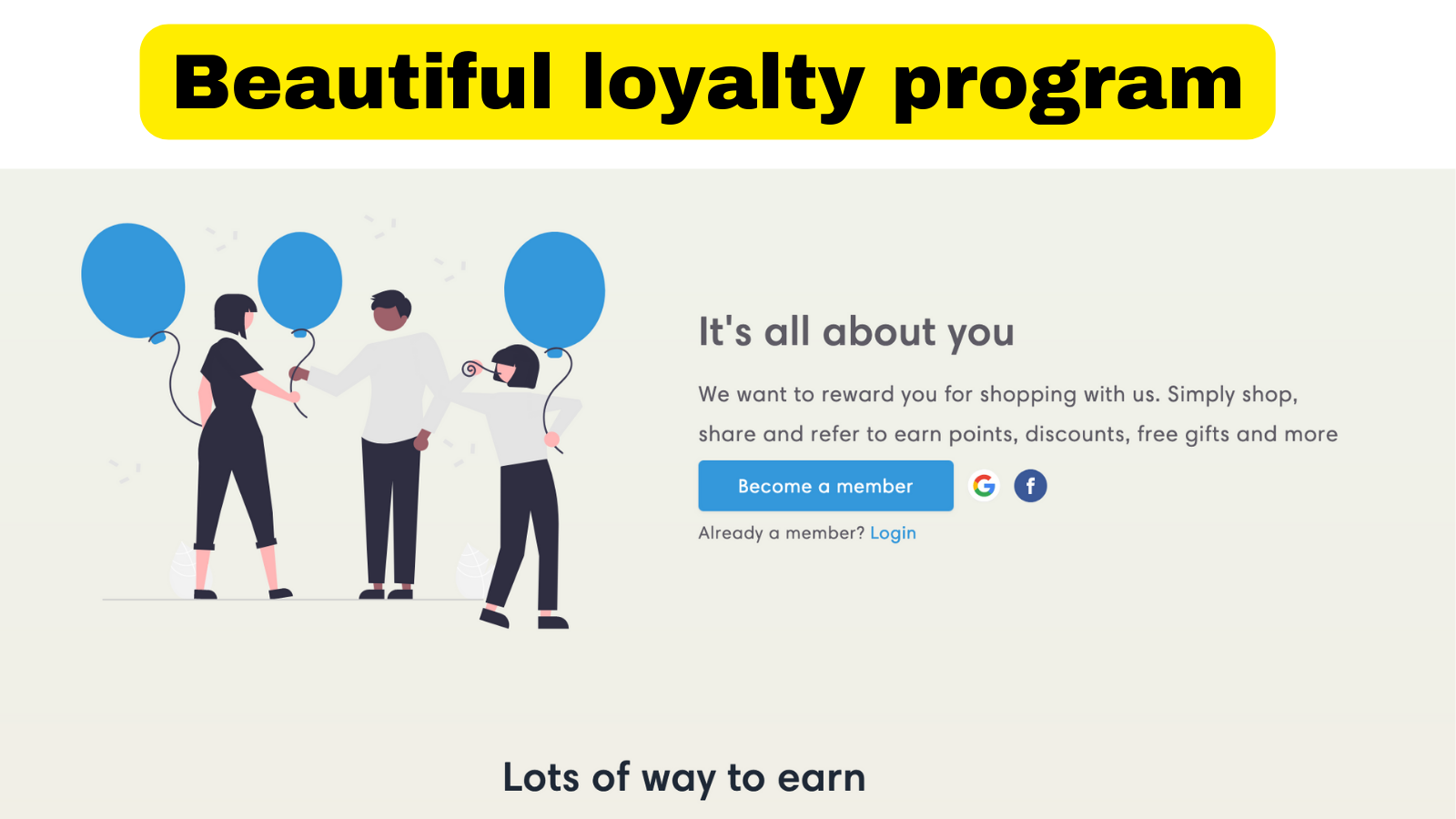 Beautifully crafted loyalty program pages