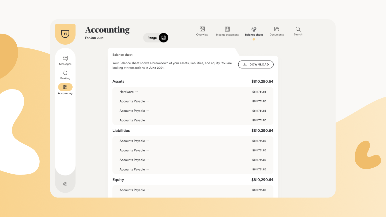 Bench Bookkeeping Balance Sheet Page