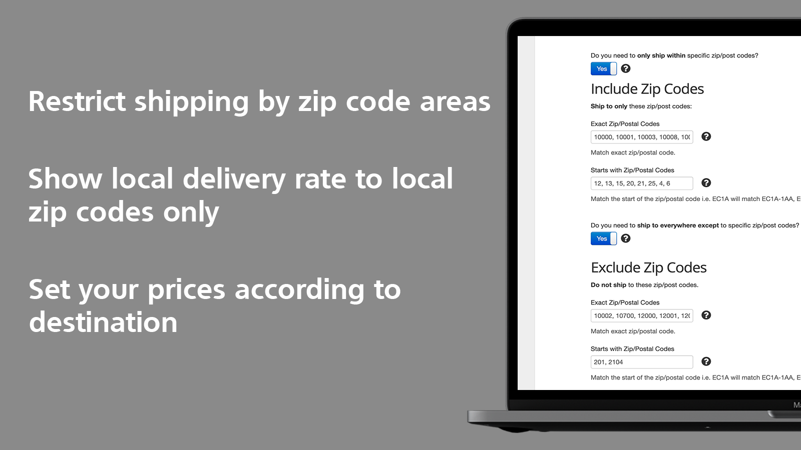 Better Shipping restrict zip code local delivery multi location