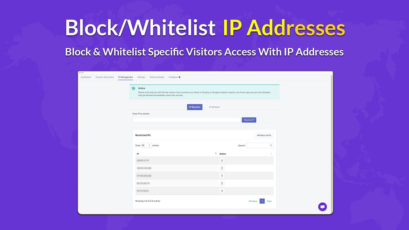 block and whitelist ip addresses