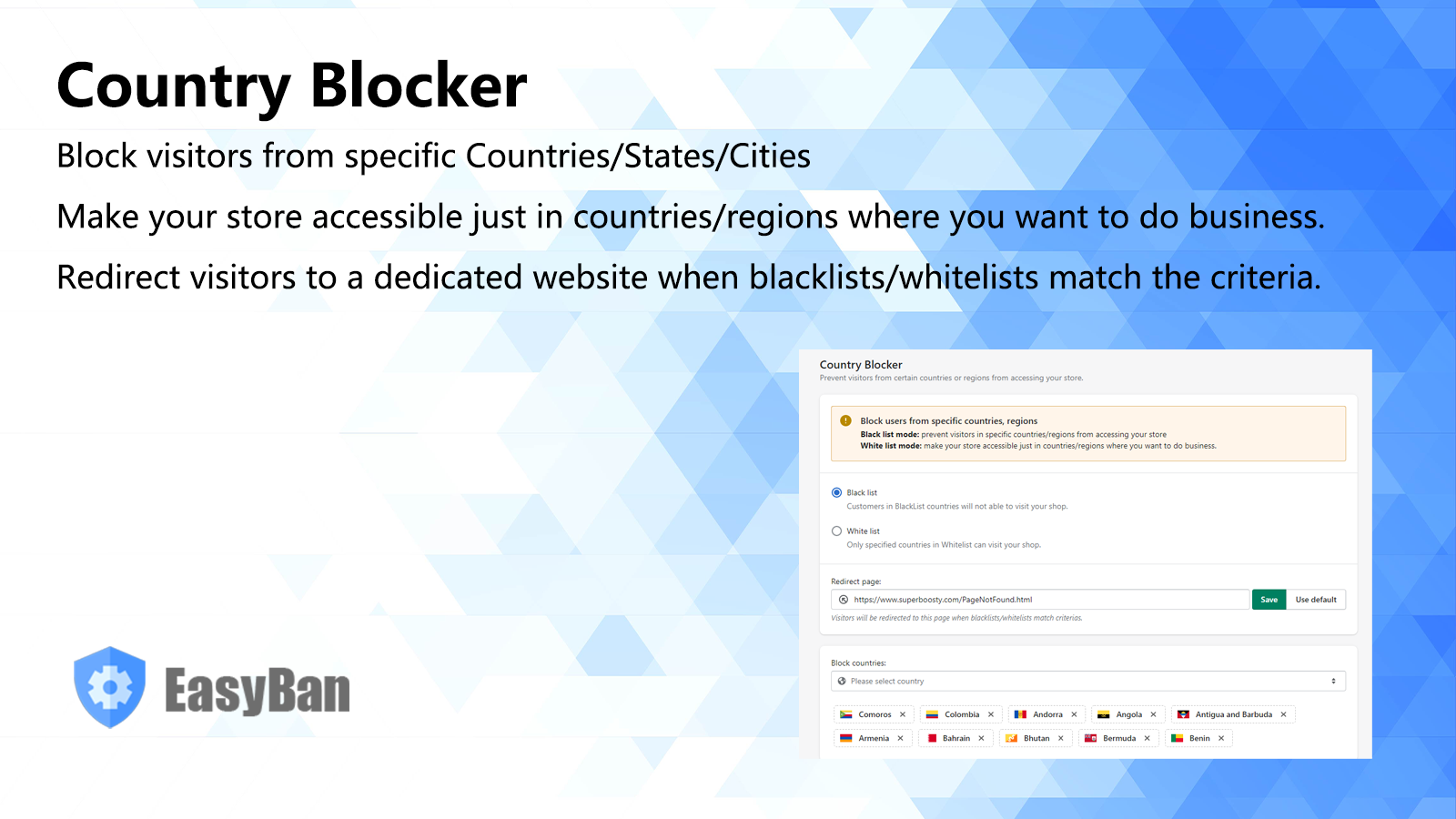 Block visitors by Specific Countries/Regions