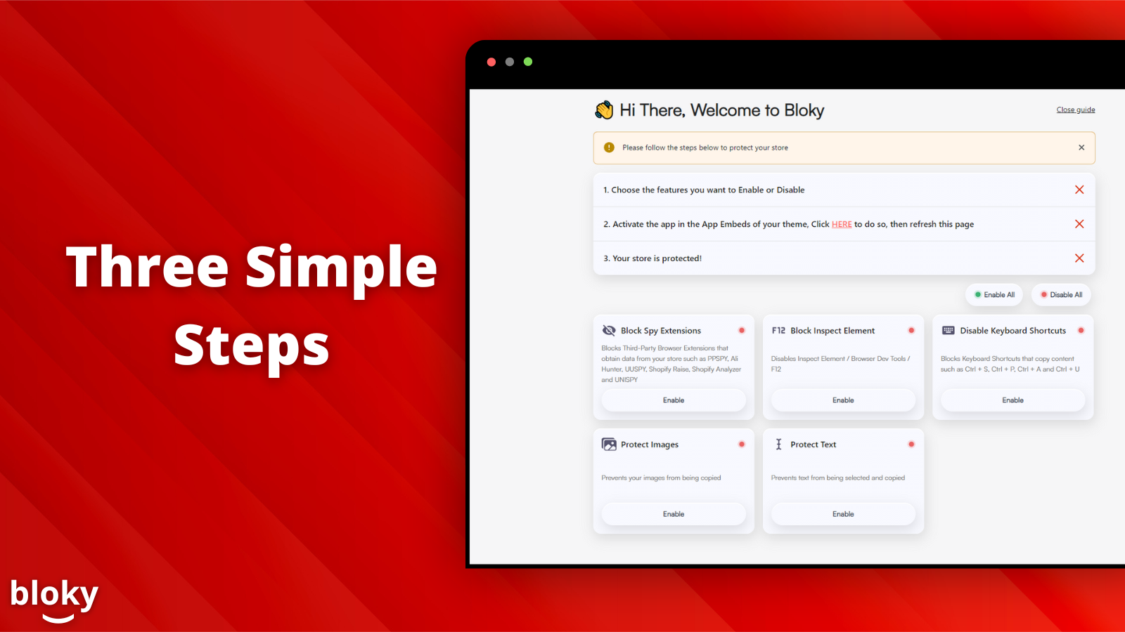 Bloky - three simple steps