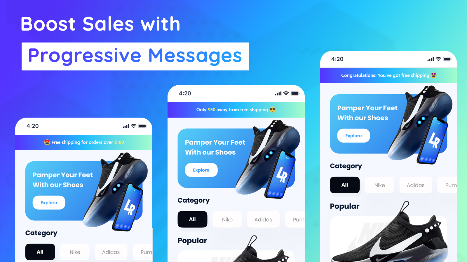 Boost sales with progressive messages