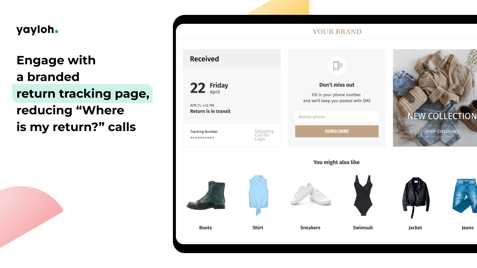 Branded return tracking page to increase loyalty