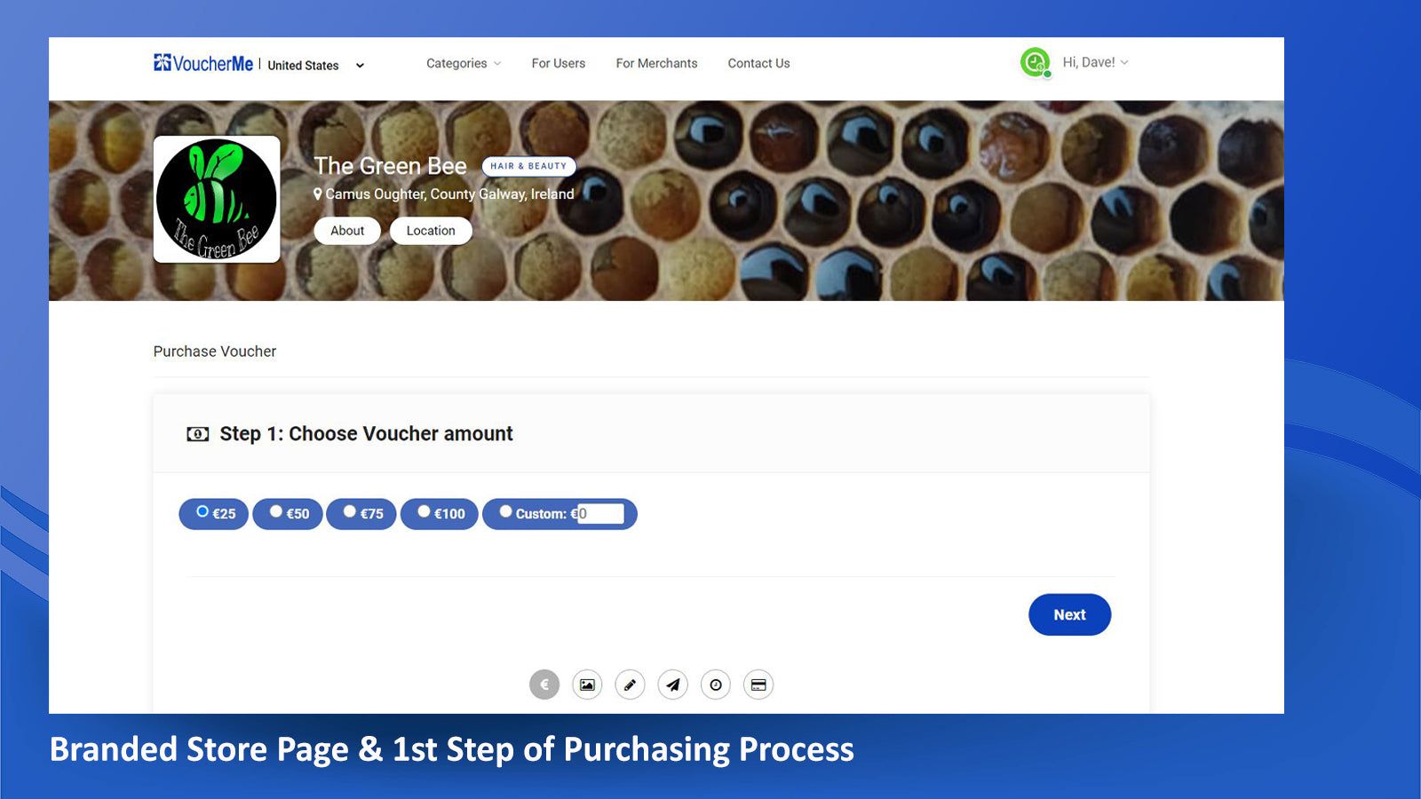 Branded Store Page & 1st Page of Purchasing Process