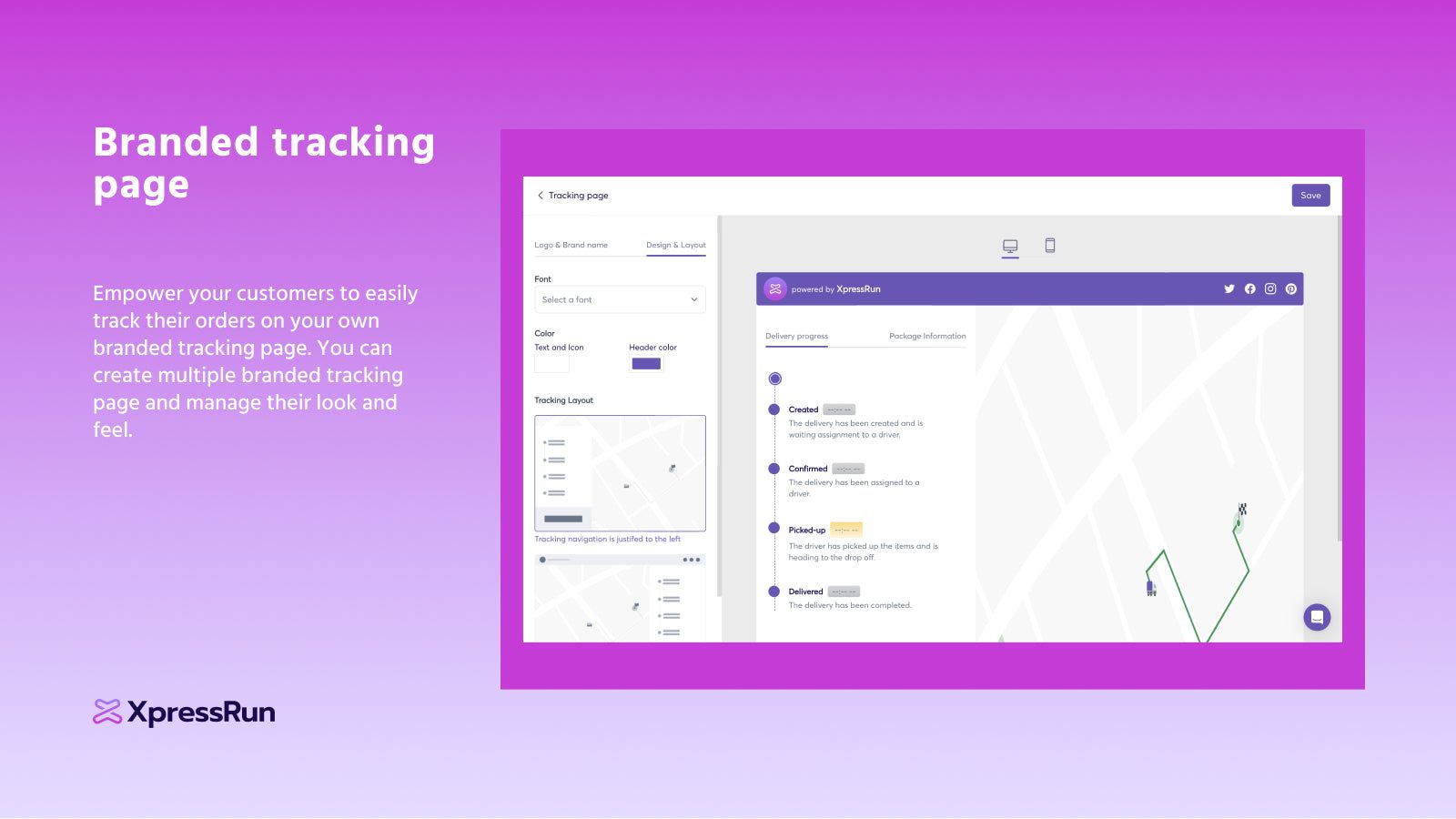 Branded tracking page