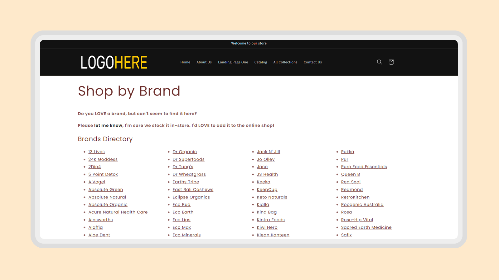 Brands Directory - 4 column