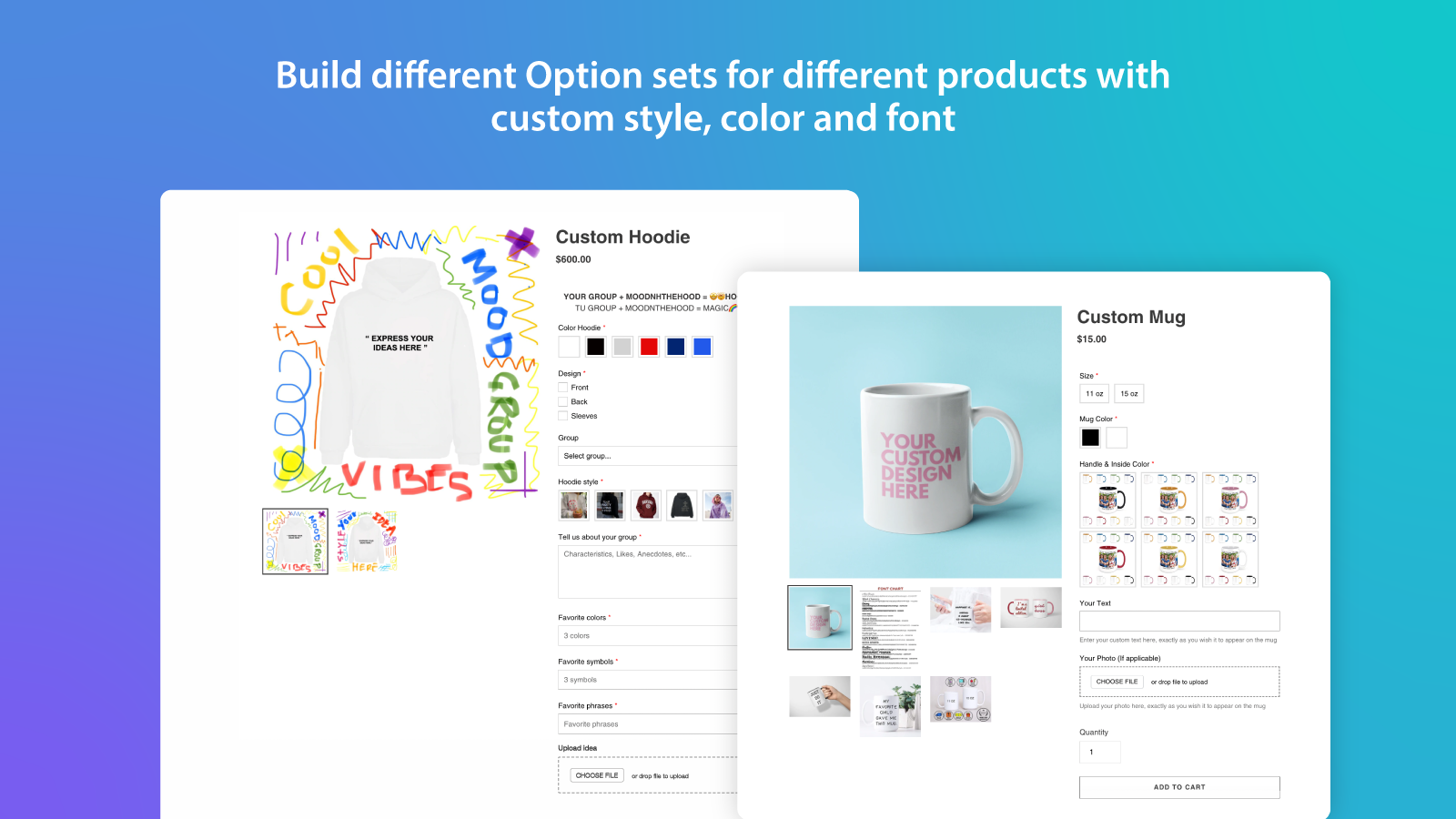  Build different Option sets for different products