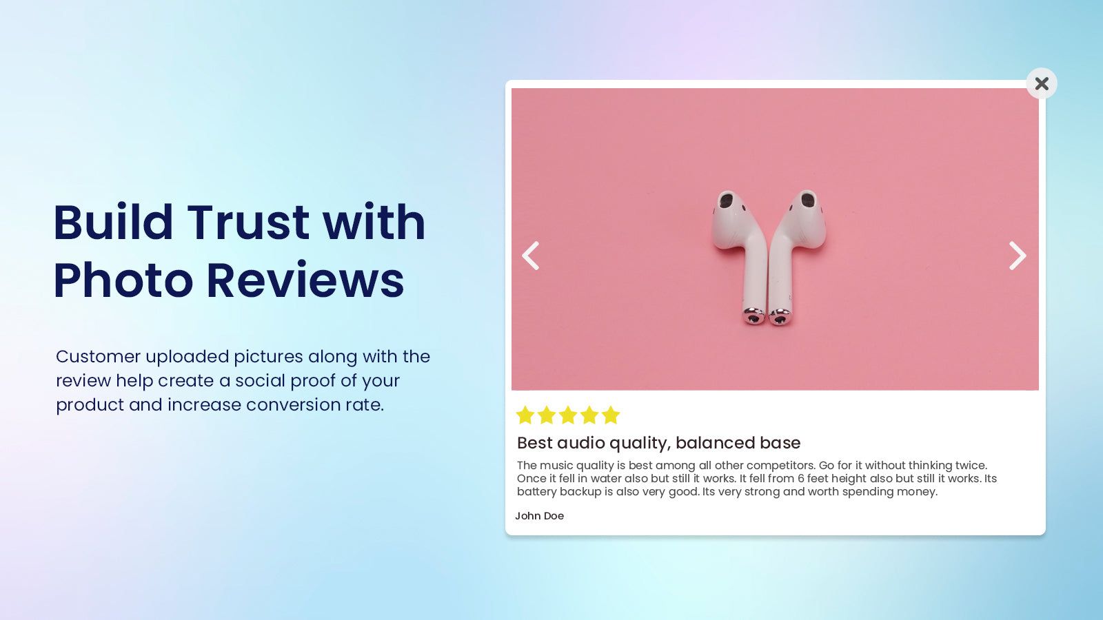 Build trust with photo reviews
