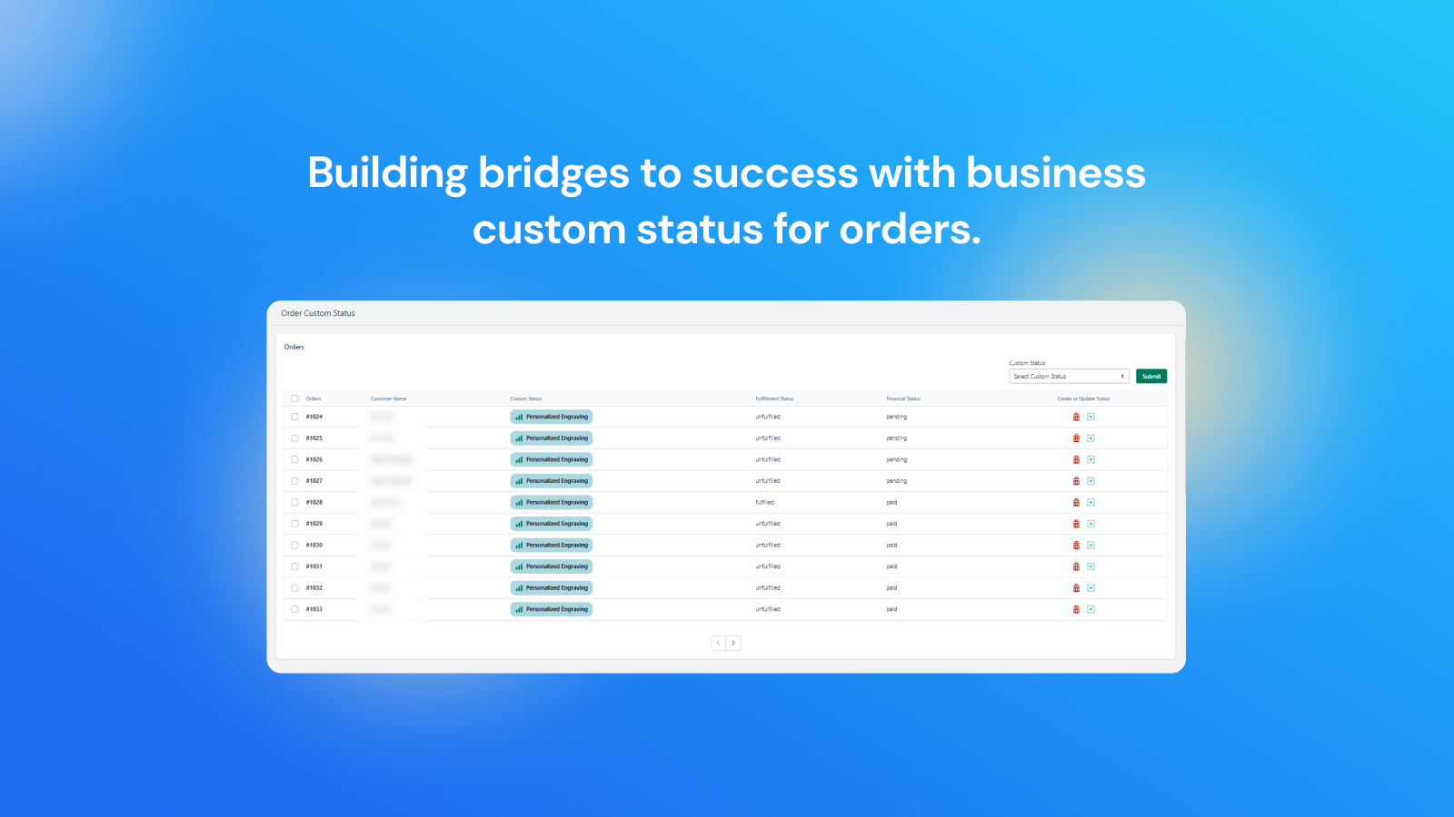 Building bridges to success with orders custom status