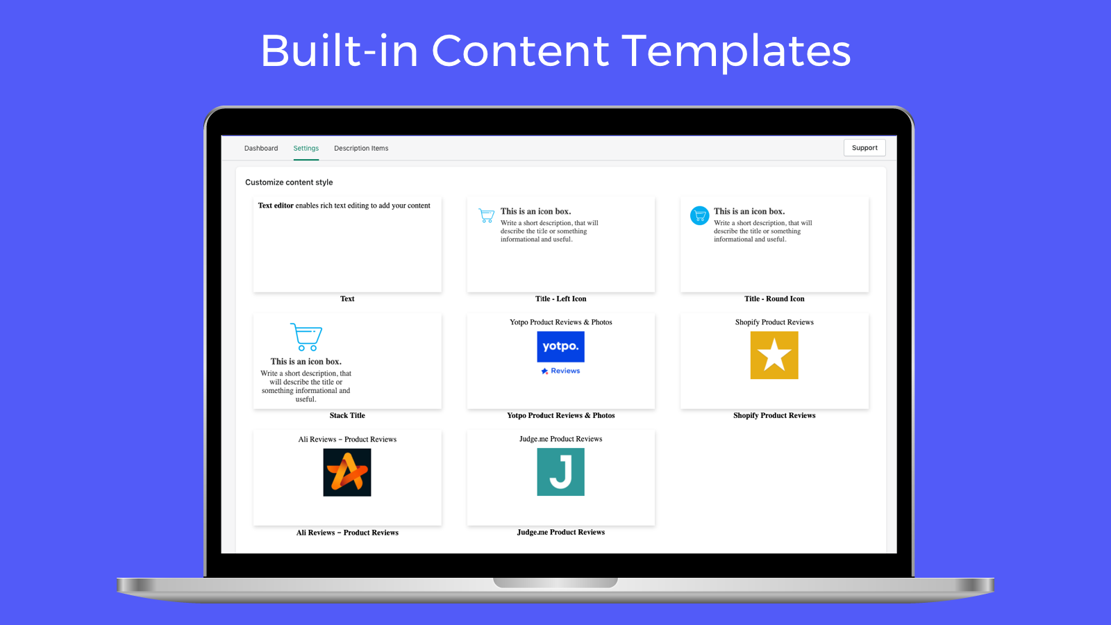 Built-in Content Templates