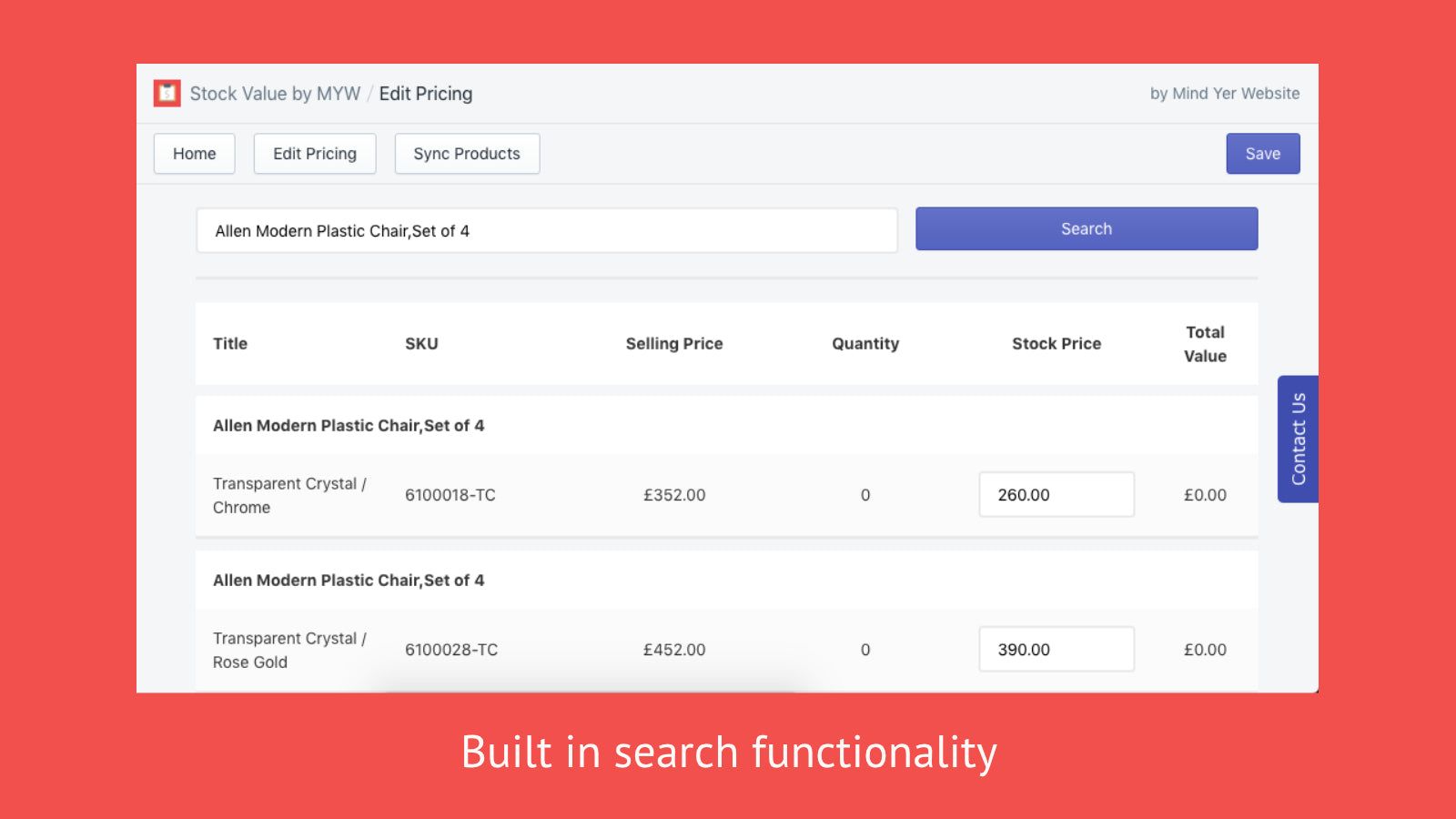 Built in search functionality