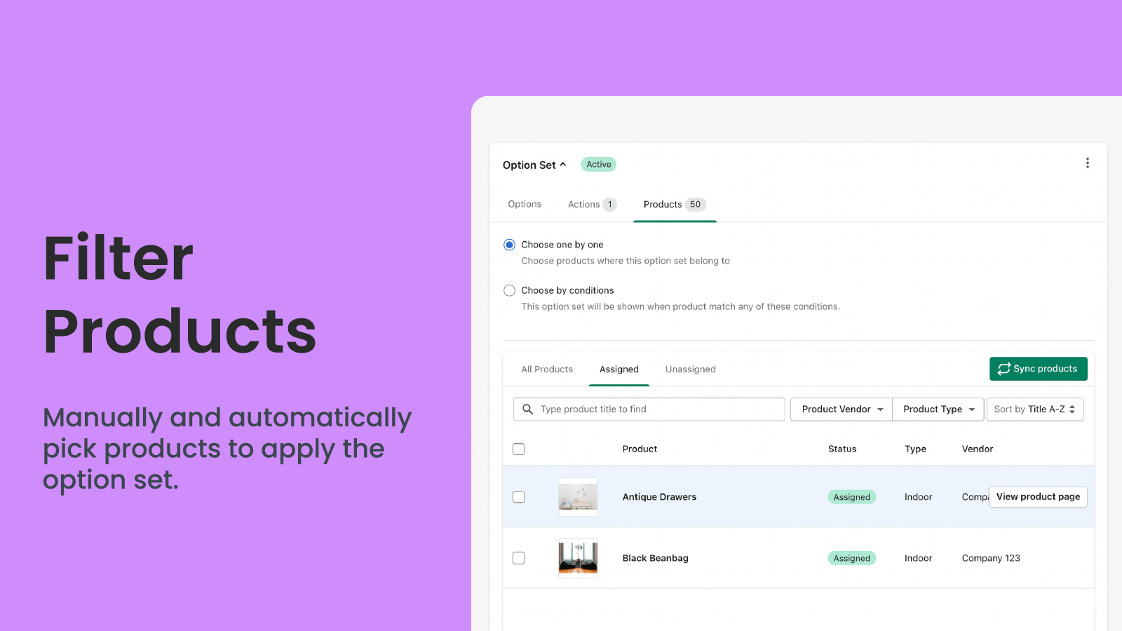 Bulk add an option set to product vendors and product types