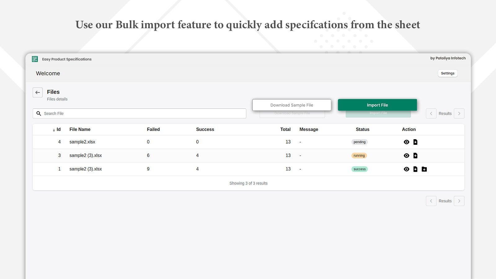 bulk import feature
