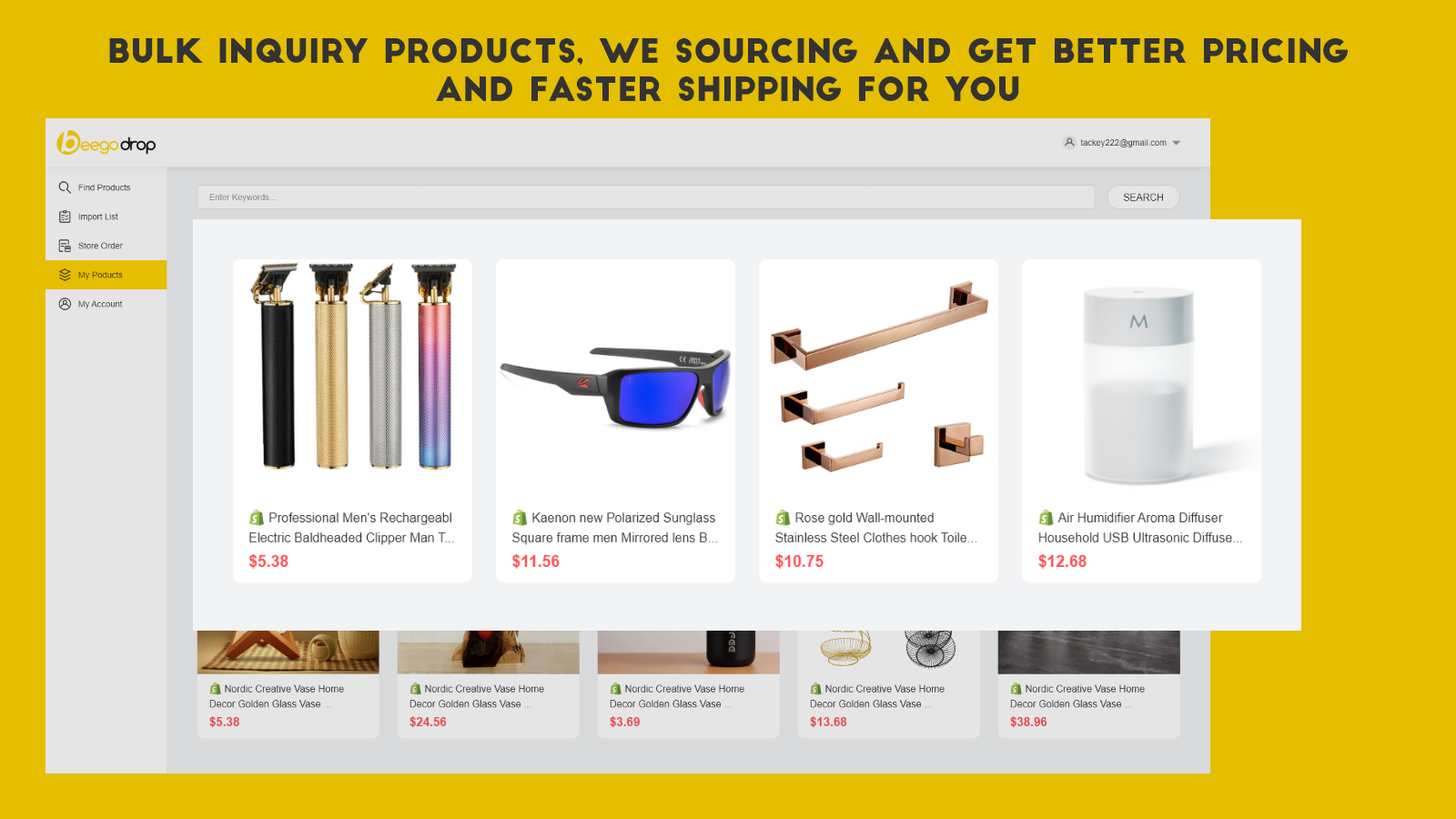 Bulk inquiry products and get dropshipping