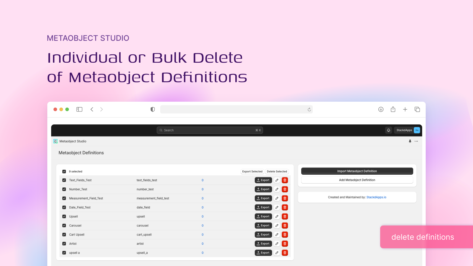 Bulk or Individual Delete of Metaobject Definition