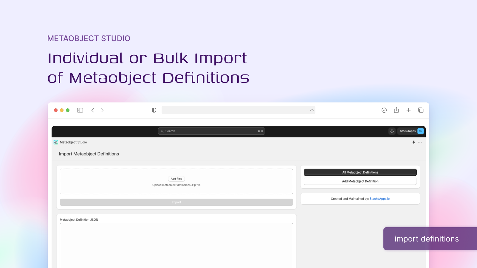 Bulk or Individual Import of Metaobject Definition