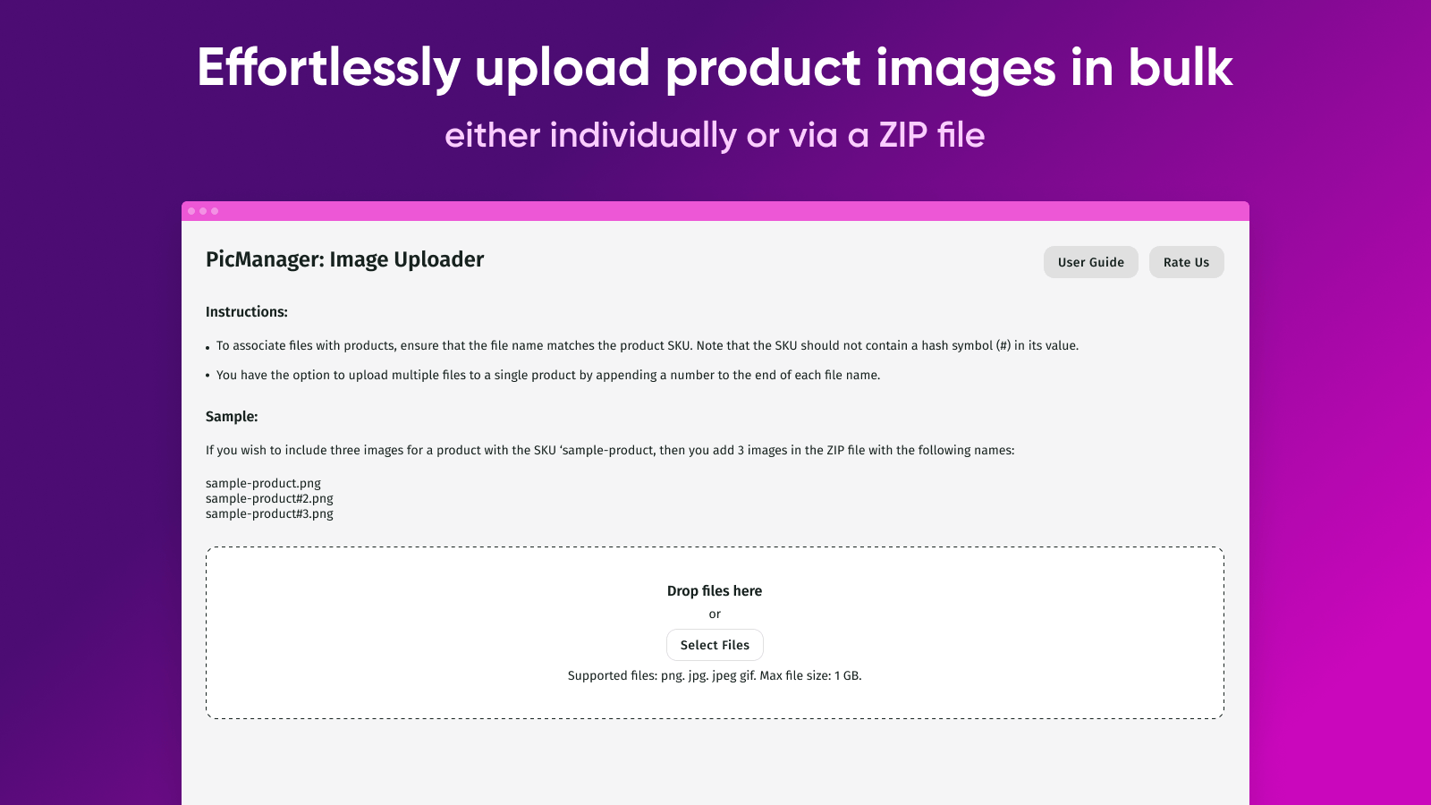 Bulk upload images individually or as a ZIP file
