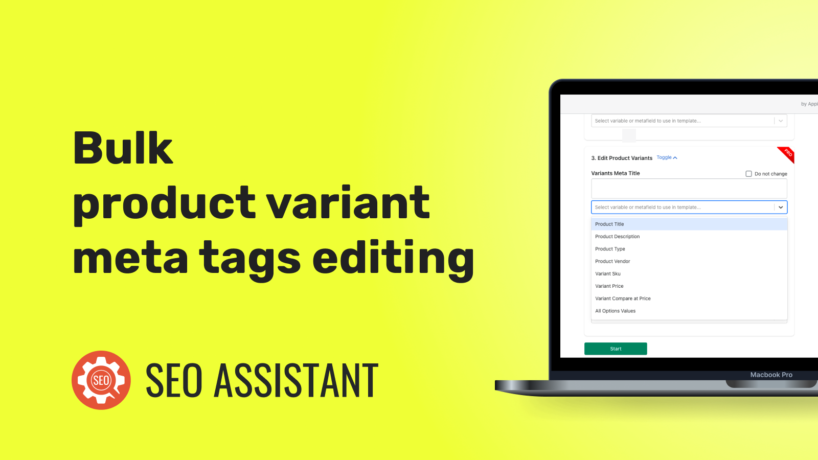 Bult editor for product variants meta tags and images alt text
