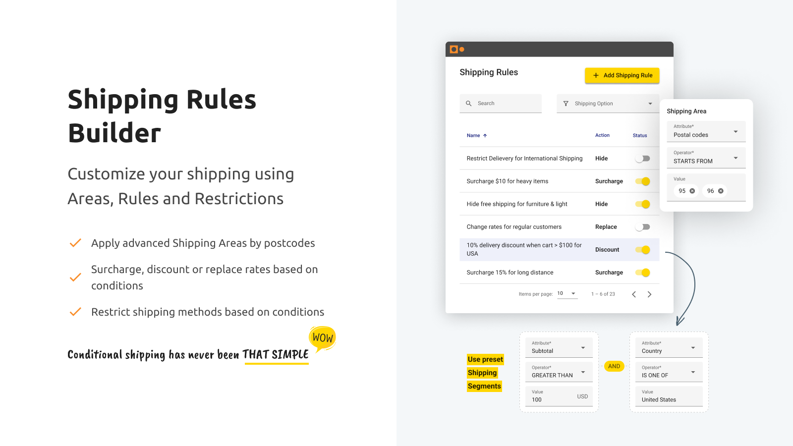 Calcurates: advanced shipping rules and zones by postcodes