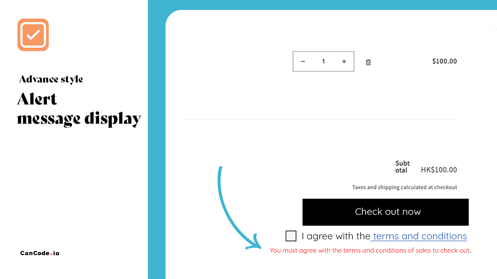 cancode.io apps checkbox terms & conditions ecommerce shopify