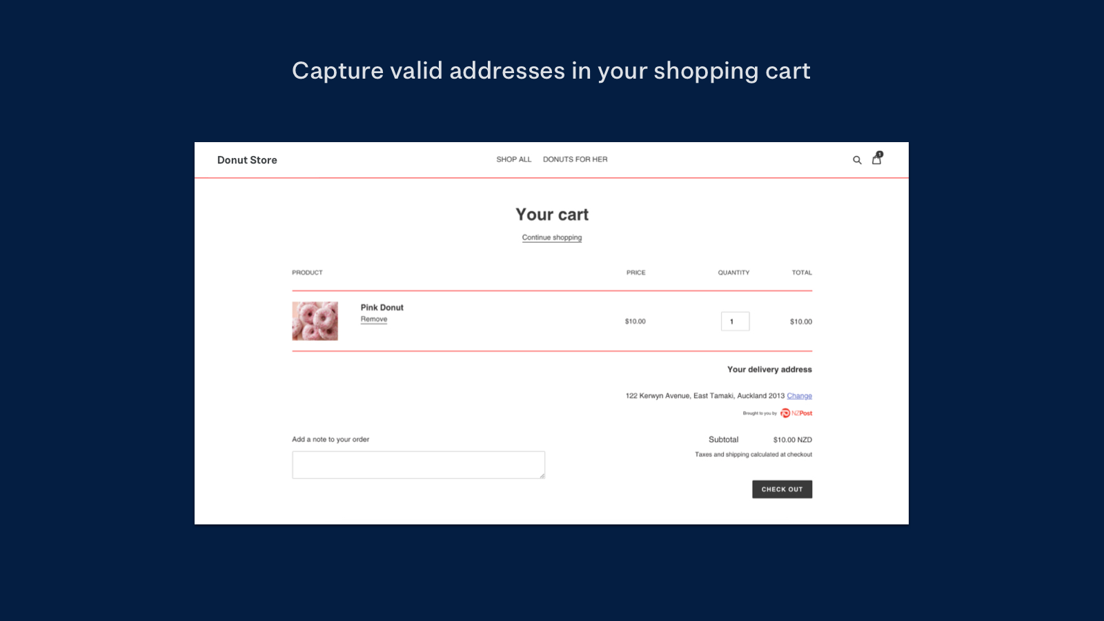 Capture valid addresses in shopping cart